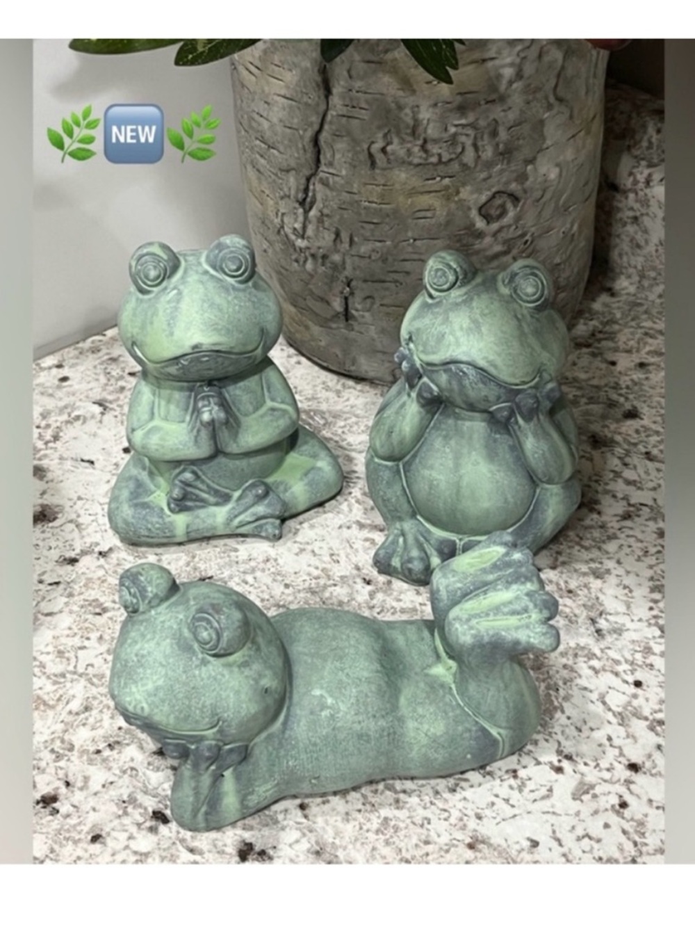 Garden Frogs Cement Painted 3pc Set ~New~ Set of Three Frog Statues